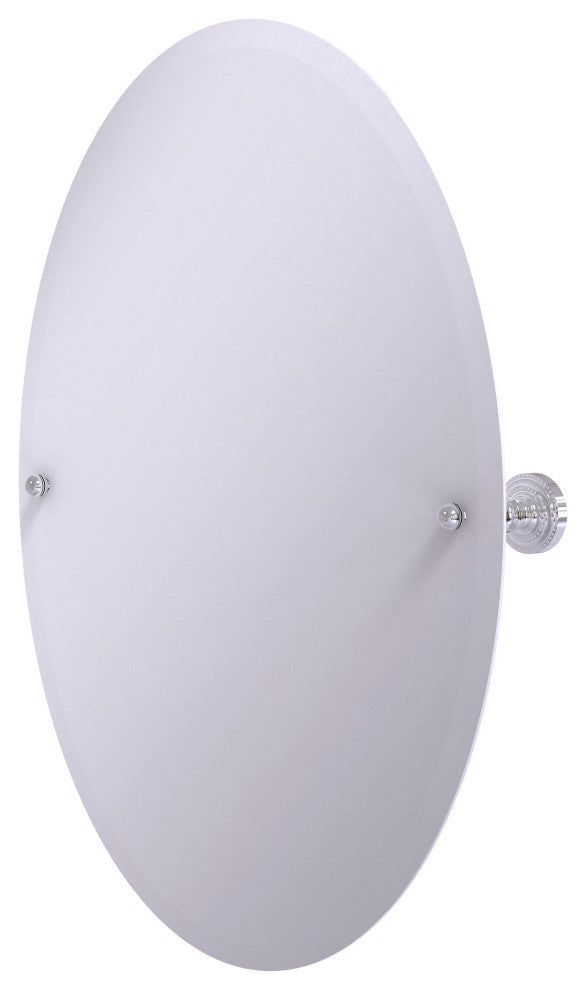 Frameless Oval Tilt Mirror with Beveled Edge, Polished Chrome