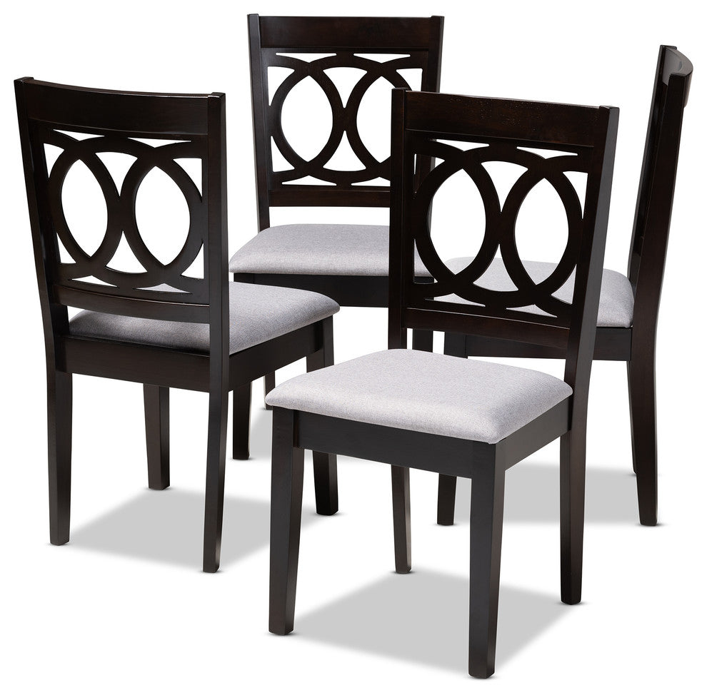 Quinn Gray Fabric Espresso Brown Finish Dining Chairs, Set of 4