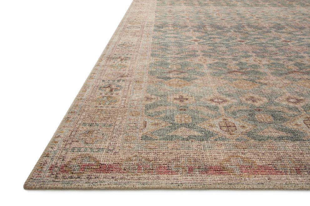 Angela Rose x Loloi Aubrey Aqua / Sand 5''-0" x 5''-0" Round Area Rug