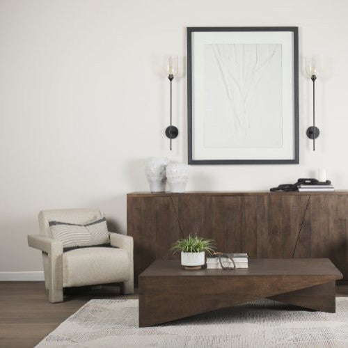 West Medium Brown Solid Wood Angled Coffee Table