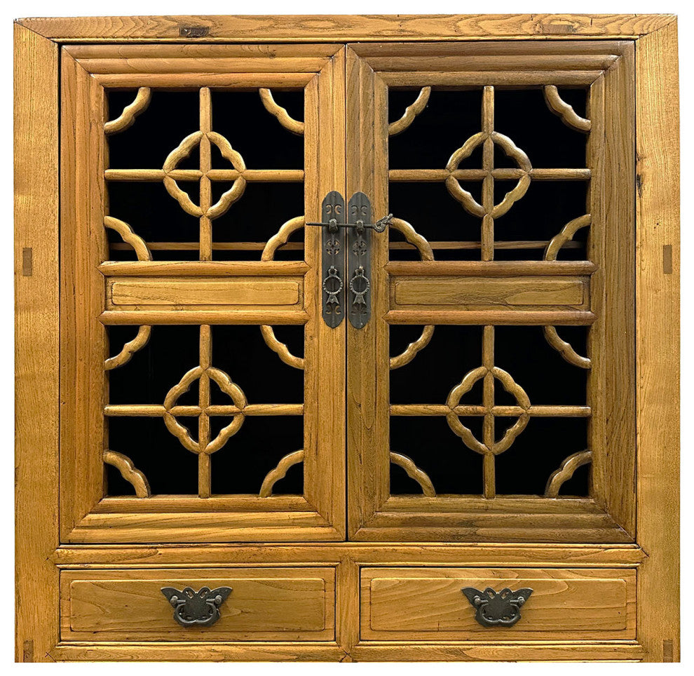 Consigned 20th Century Chinese Carved Cabinet With Carved doors