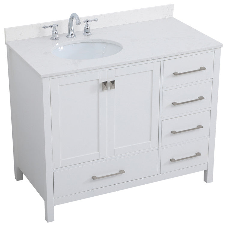 Iris 42" Single Bathroom Vanity, White With Backsplash