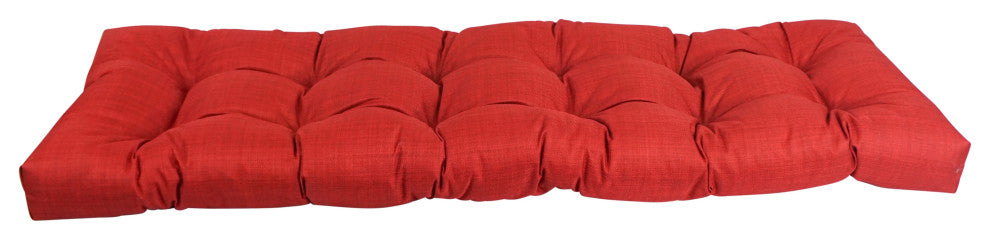 55"X19" Tufted Solid Outdoor Spun Polyester Loveseat Cushion, Paprika