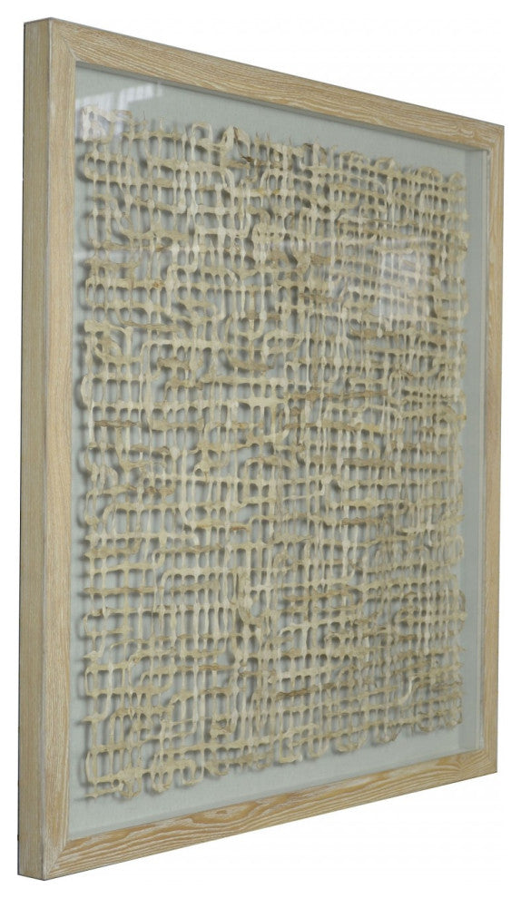 HomeRoots 60" x 2" x 47" Natural Brown, Paper And Glass Shadow Box