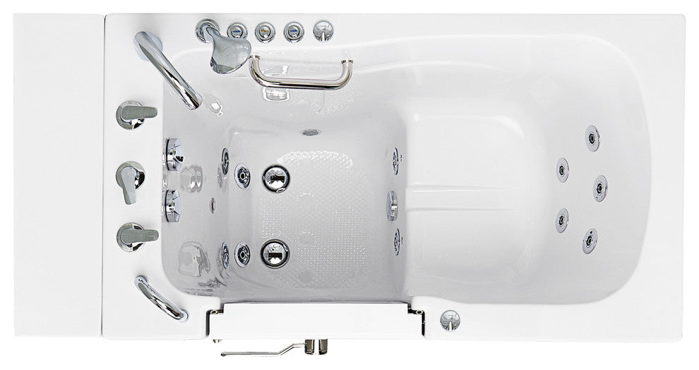 Capri 30x52 Acrylic Massage Walk-In Bathtub with Outward Swing Door, Left Drain,