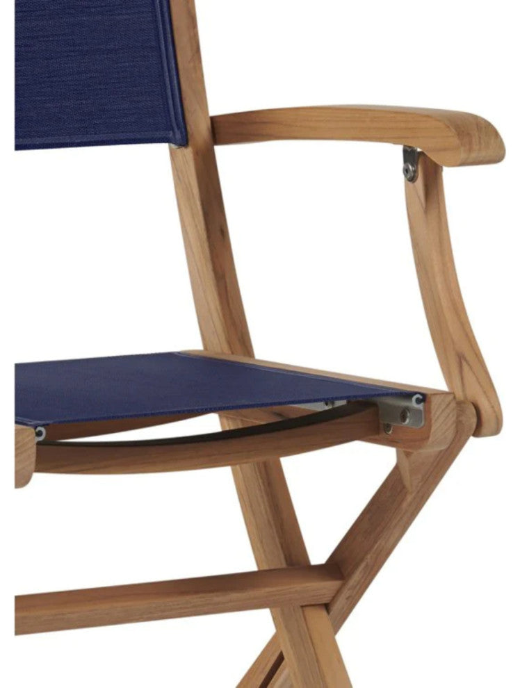 Stella Teak Outdoor Folding Armchair in Blue