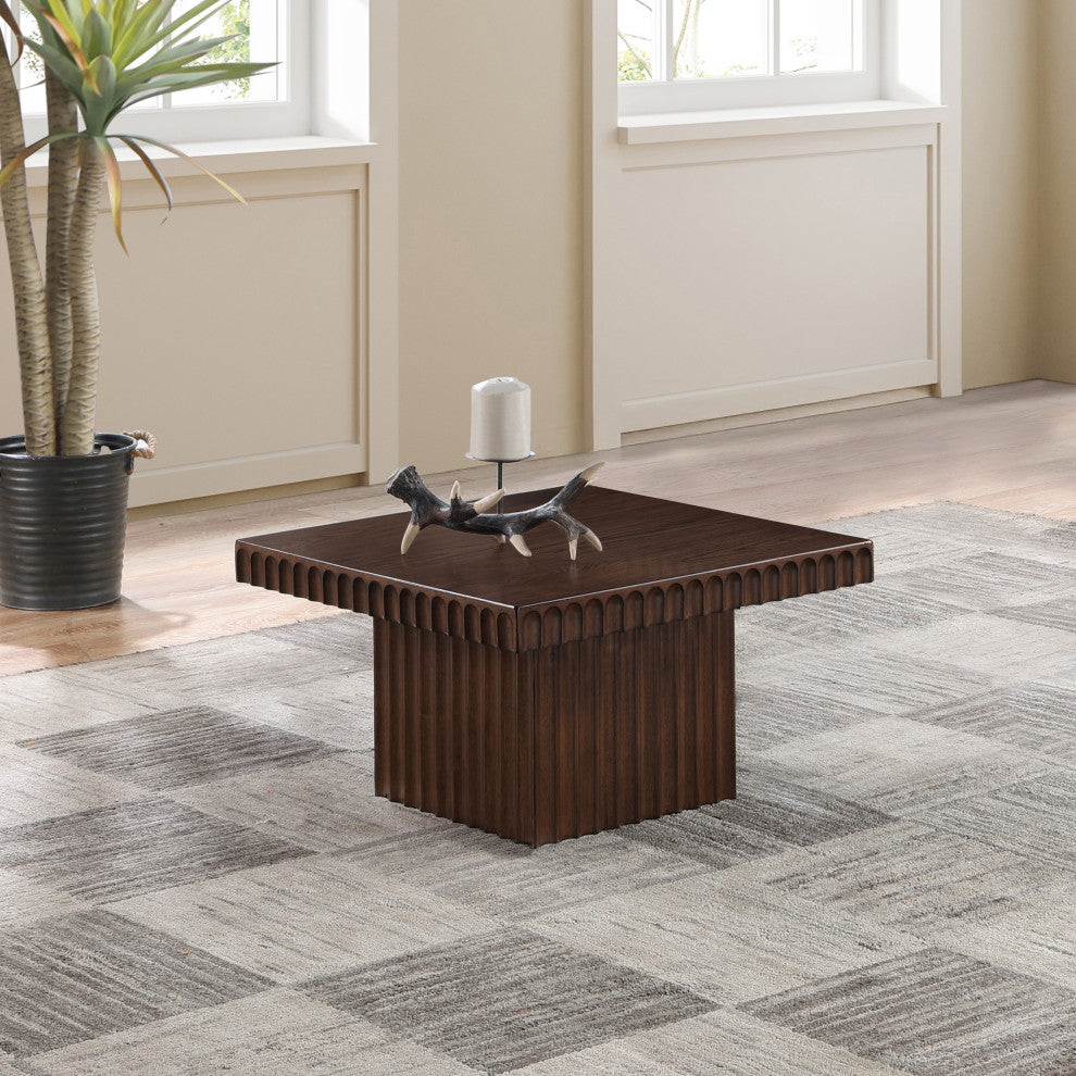 Spencer Oak Veneer Coffee Table, Brown, 12" H, 1 Piece