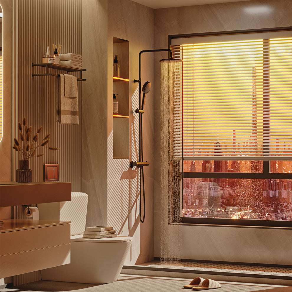 Eviva Bianca Black Powder Coated Thermostatic Round Shower Column