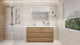 Alston 60" Free Standing Modern Vanity, Nature Oak, Glossy White Top