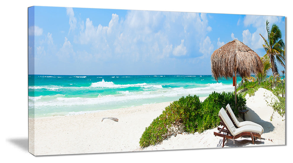 "Calm Caribbean Beach" Panorama Photo Landscape Canvas Print, 32"x16"