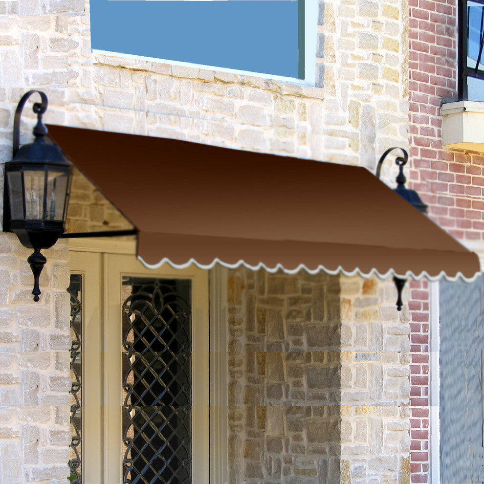 Awntech 4' Dallas Retro Acrylic Fabric Fixed Awning, Brown