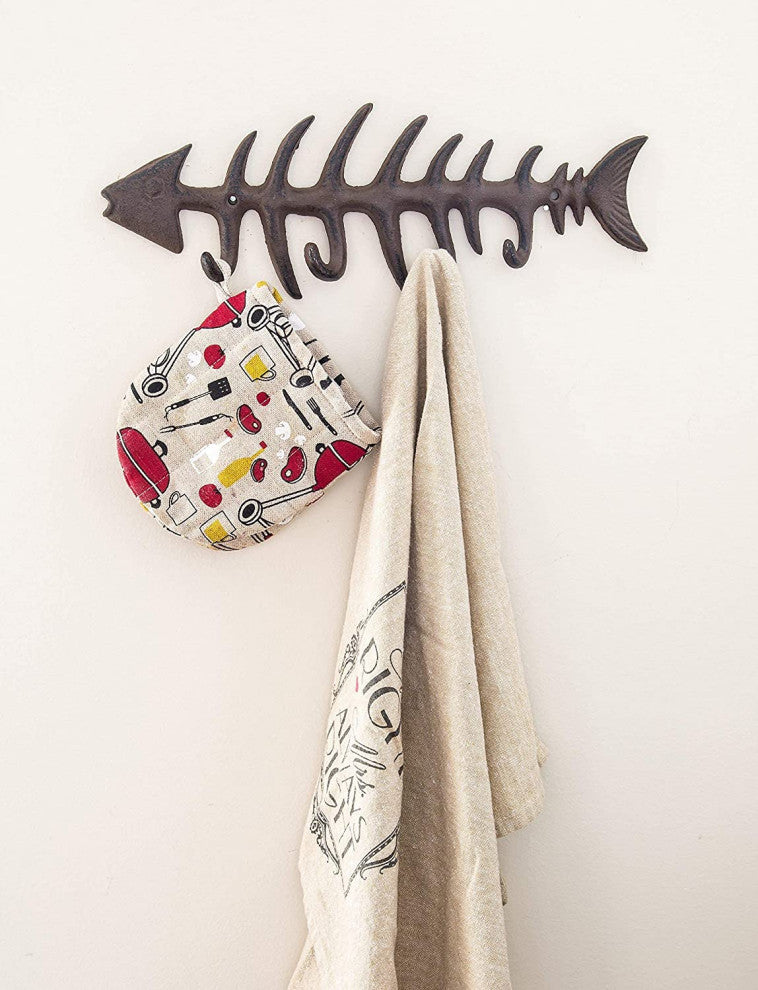 Decorative Fish Bones Wall Mount Towel Rack