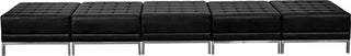 Black Leather 5-Seat Bench