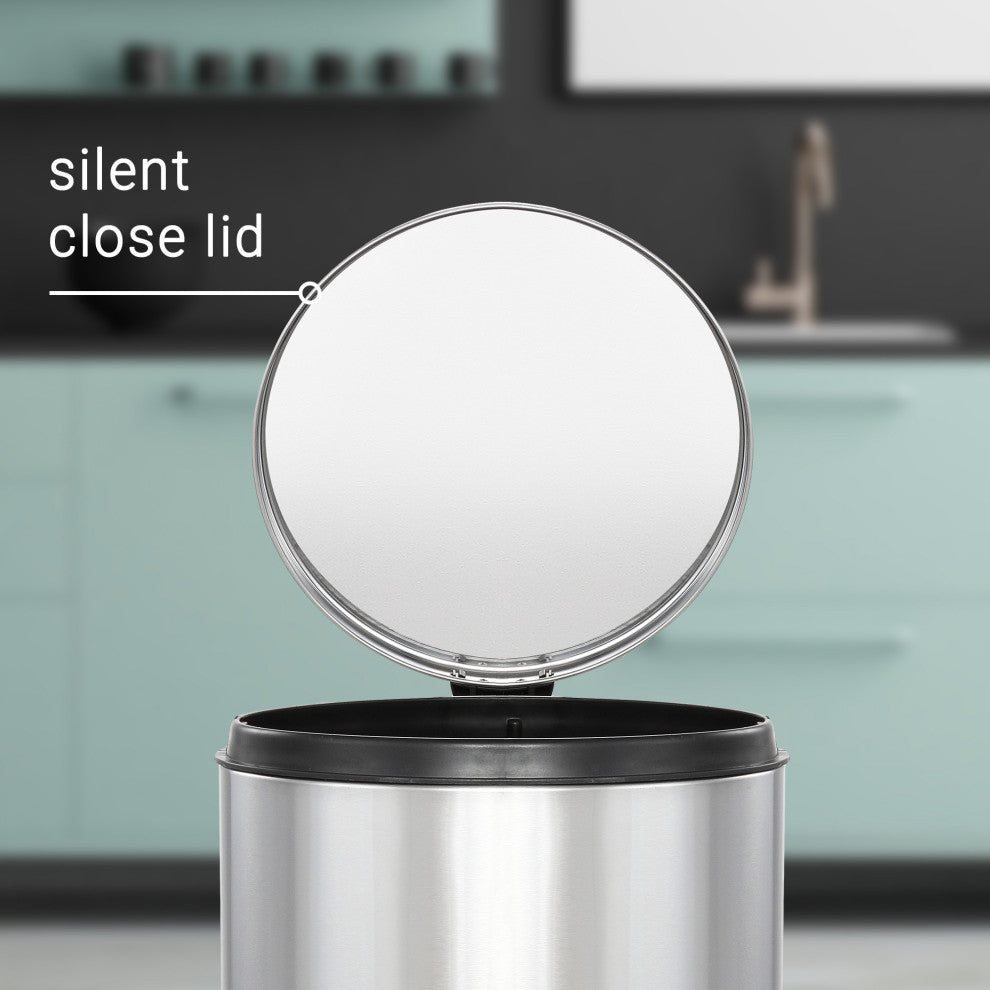 Oscar 8-Gallon Step-Open Trash Can With Mini Trash Can, Stainless Steel