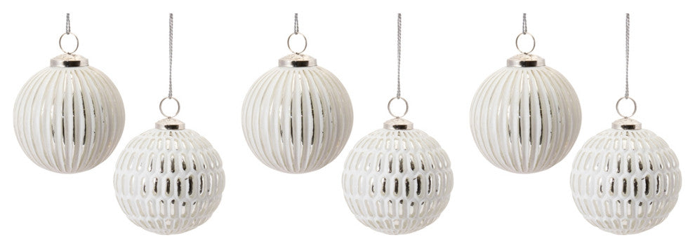 Frosted Glass Ball Ornament, 6-Piece Set