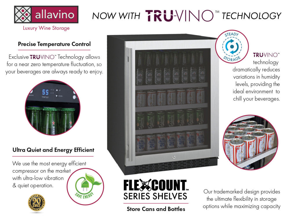 Wine Cooler: 24" FlexCount II Tru-Vino Stainless Steel Beverage Center