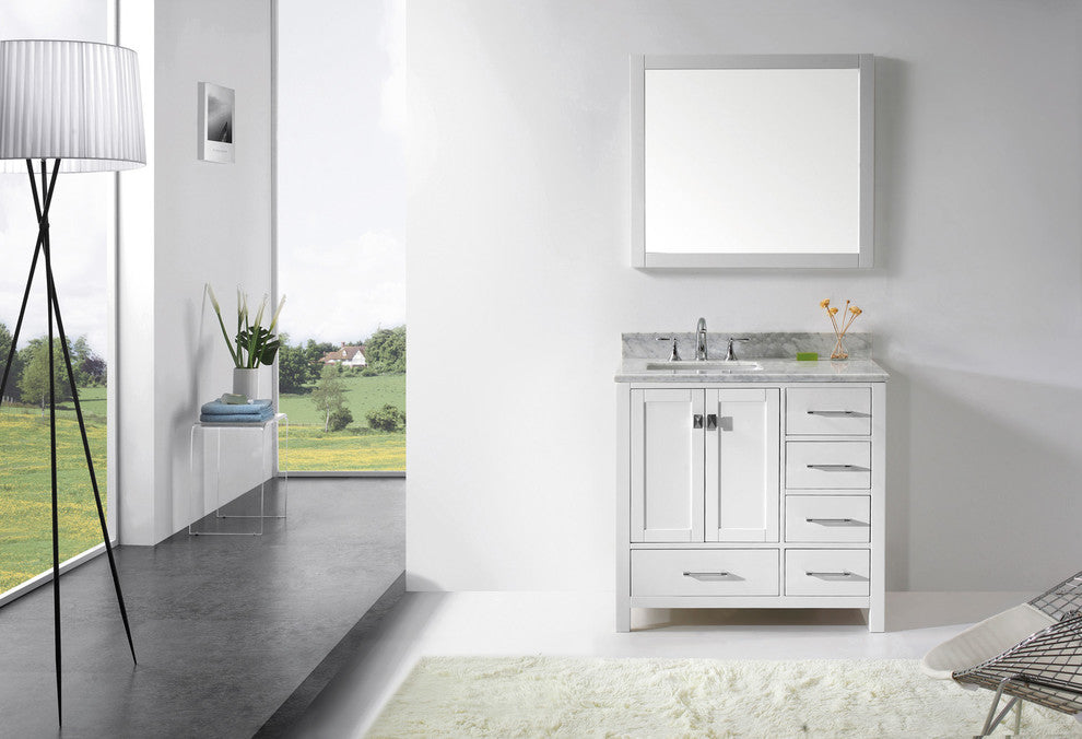 Caroline Avenue 36" Vanity, Without Faucet, Square Sink