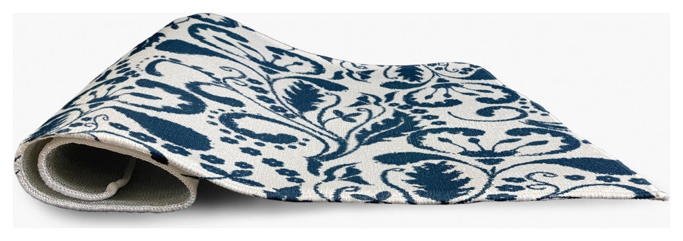 Aurora French Country Chenille Area Rug, Blue, 5' Round