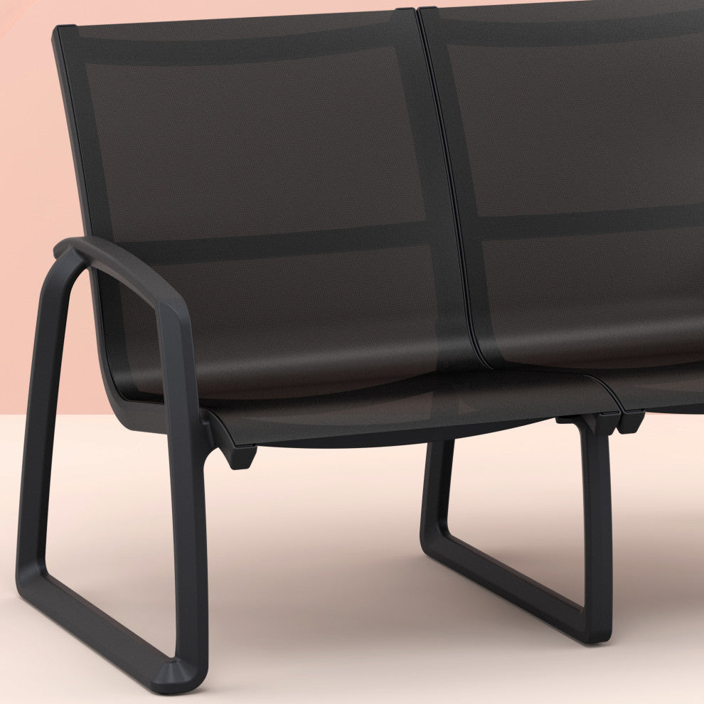 Pacific LoveSeat With Arms Frame Sling, Black