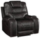 Benzara BM250591 Leatherette Power Recliner With Diamond Stitching, Black