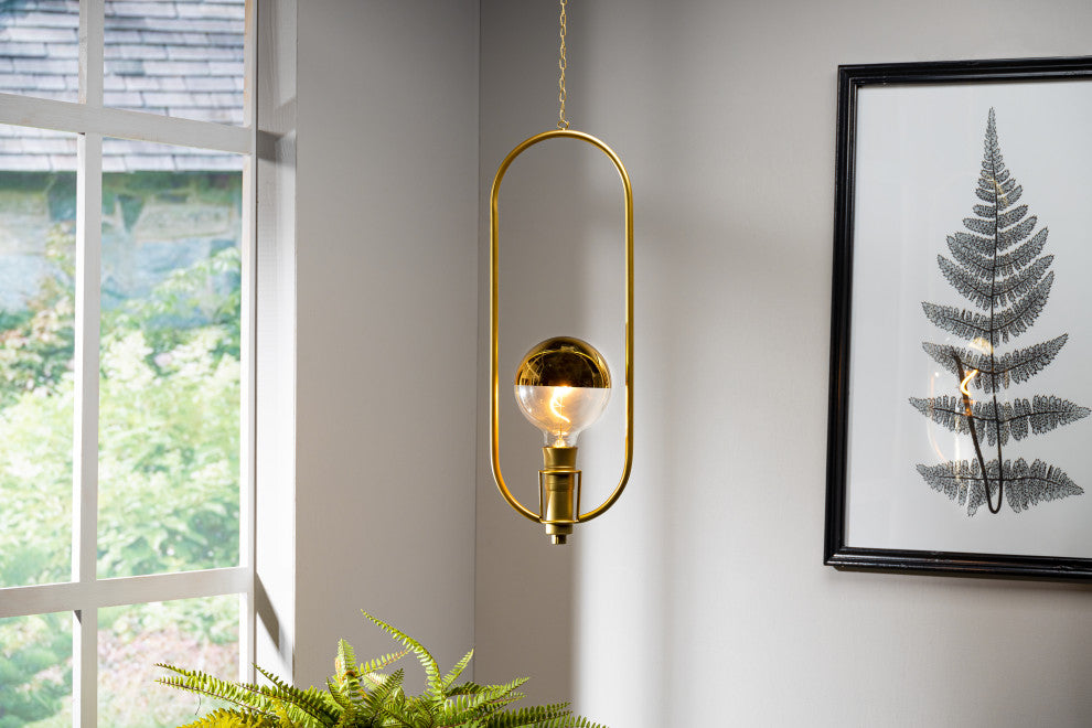 19.68" tall Hanging Gold Battery Operated Pendant Light