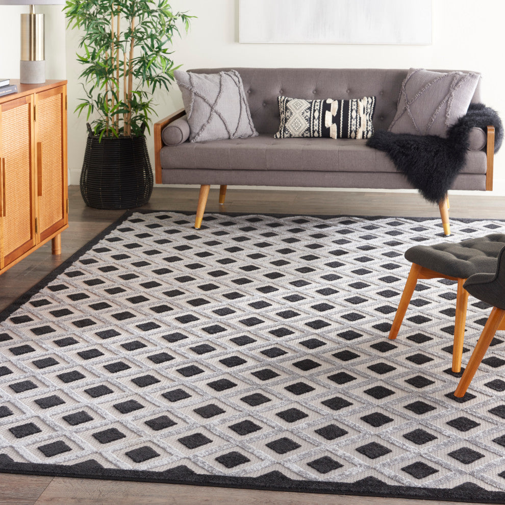 Nourison Aloha 12' x 15' Black White Modern Area Rug