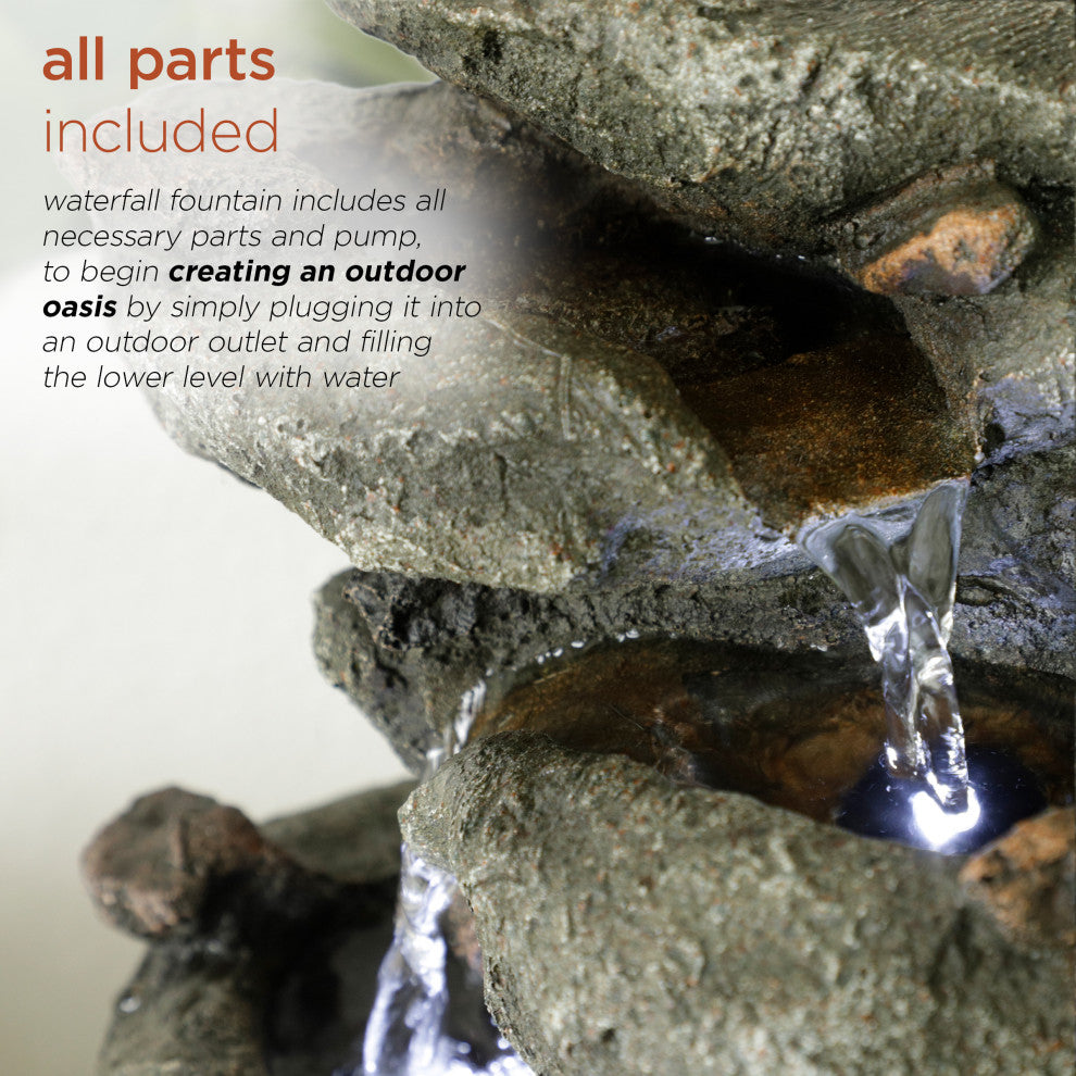 Rainforest Rock Fountain with LED Light