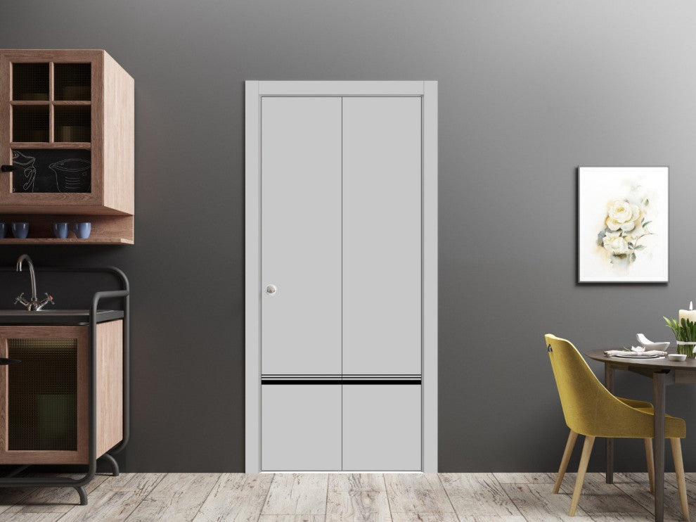 Bi-fold Doors 60 x 96 | Planum 0012 Grey Matte with  | Sturdy Tracks