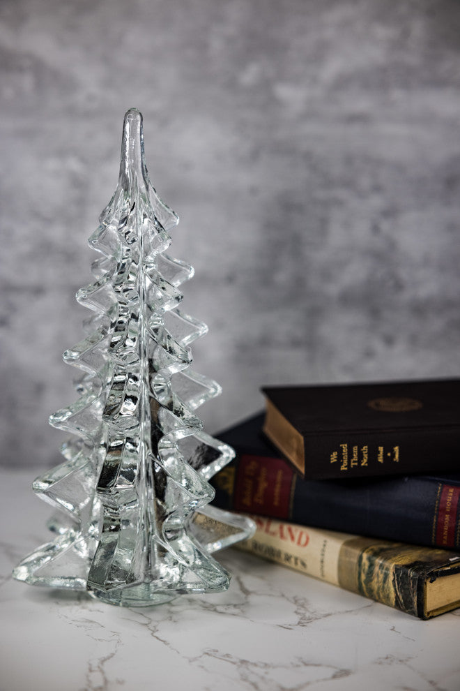 Mouth Blown Art Glass Christmas Tree, 11"