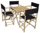 Bamboo Square Table and Director Chairs 5-Piece Set, Black