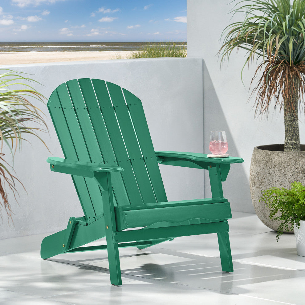 Cartagena Outdoor Acacia Wood Adirondack Chair, Dark Green
