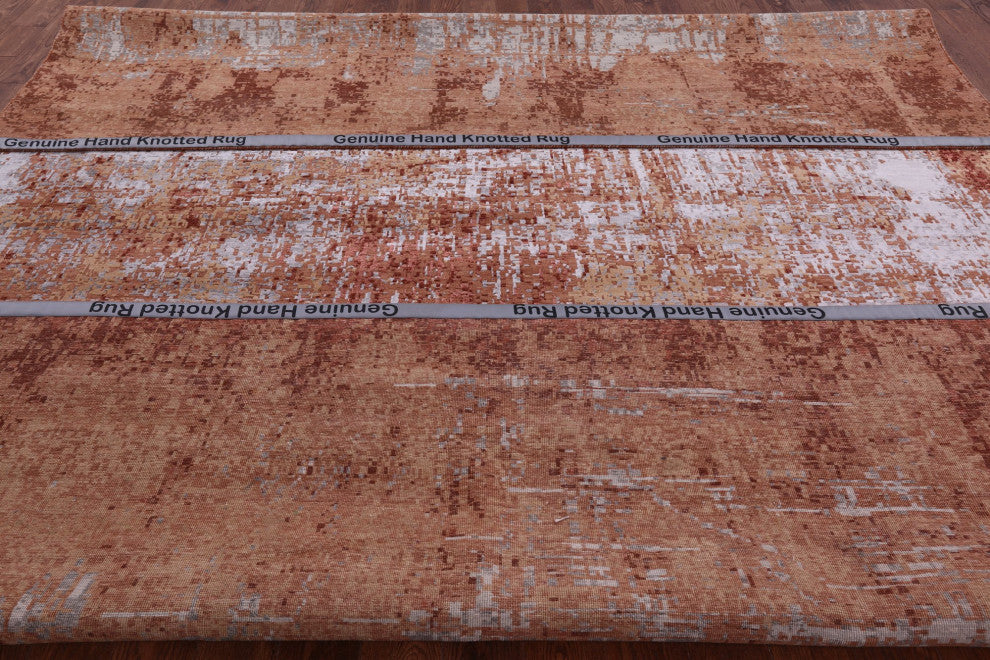 9' 11" X 13' 4" Wool and Silk Modern Handmade Rug Q7248