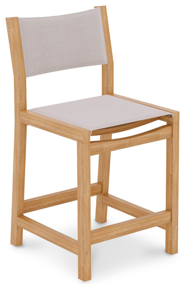 Pearl Teak Outdoor Counter Height Stool in White