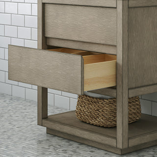 Oakman Marble Top Vanity in Grey Oak, 30", Vanity With Mirror