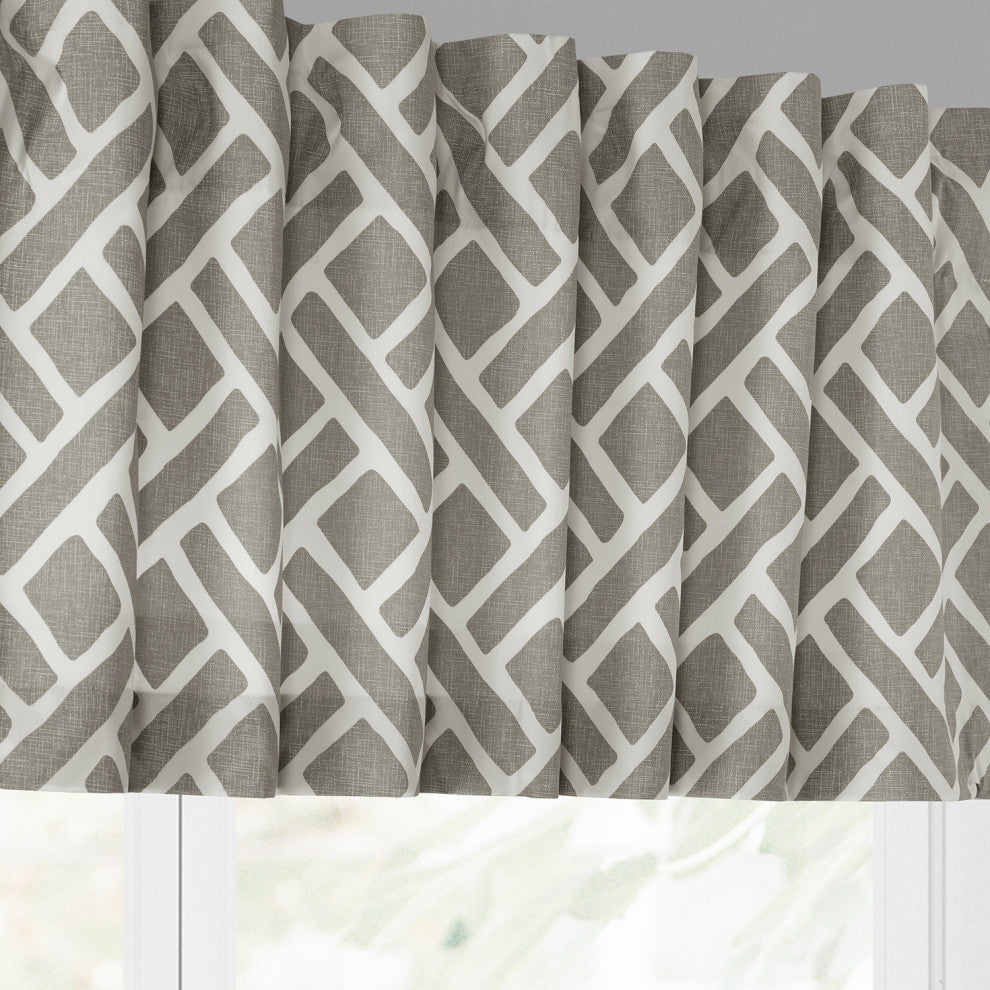 Martinique Printed Cotton Window Valance Single Panel, Martinique Taupe