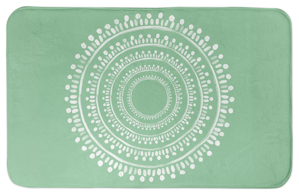 Centered Green Boho Circle 21x34 Bath Mat