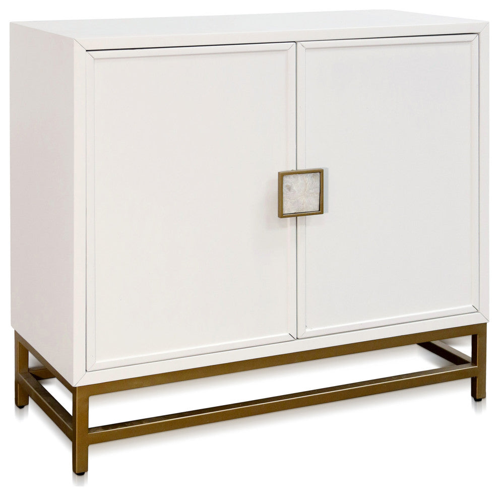 Lexi Two Door Cabinet With Shell Handles White Finish
