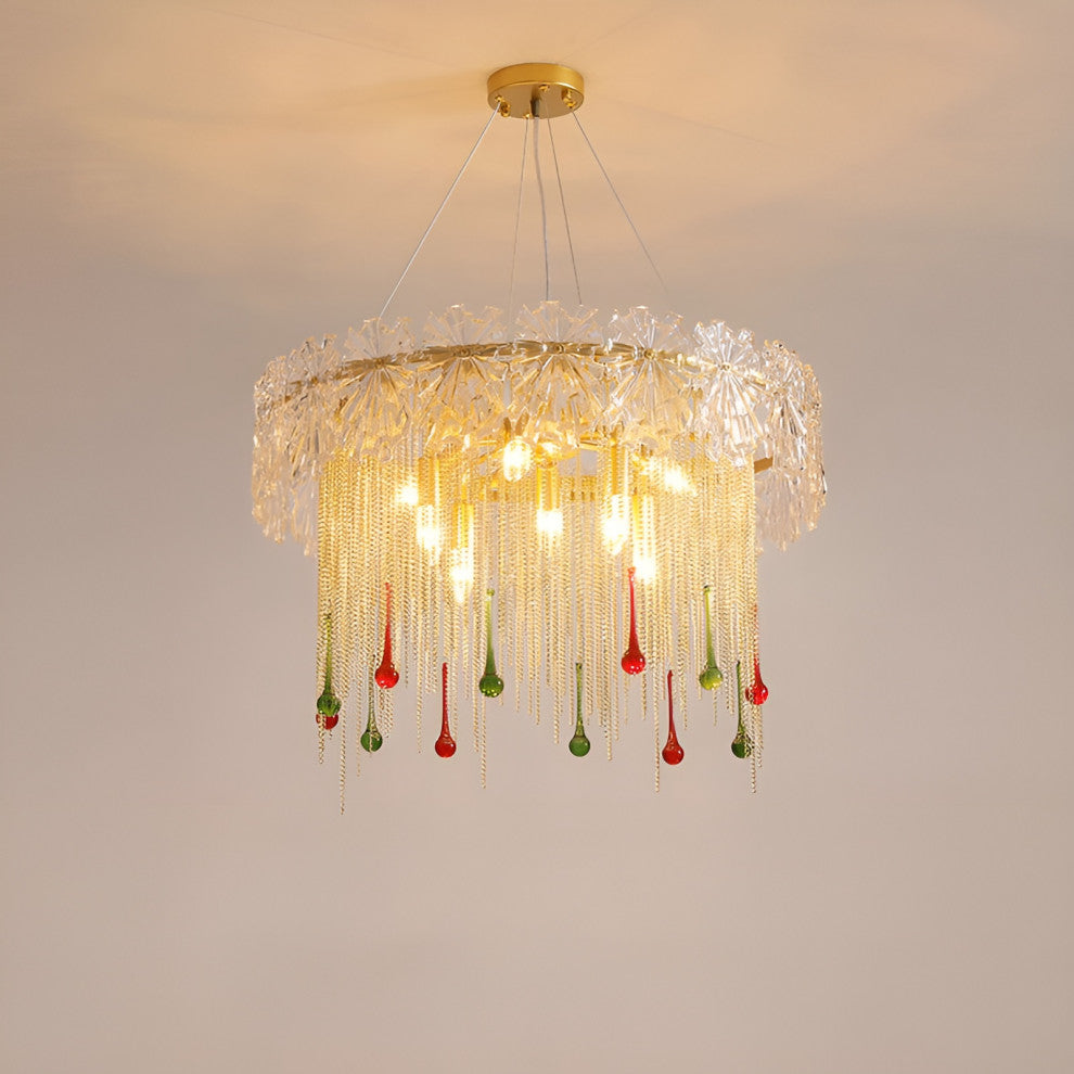 Delemont | Creative Drum Crystal LED Pendant Chandelier for Living Room, 8 Heads