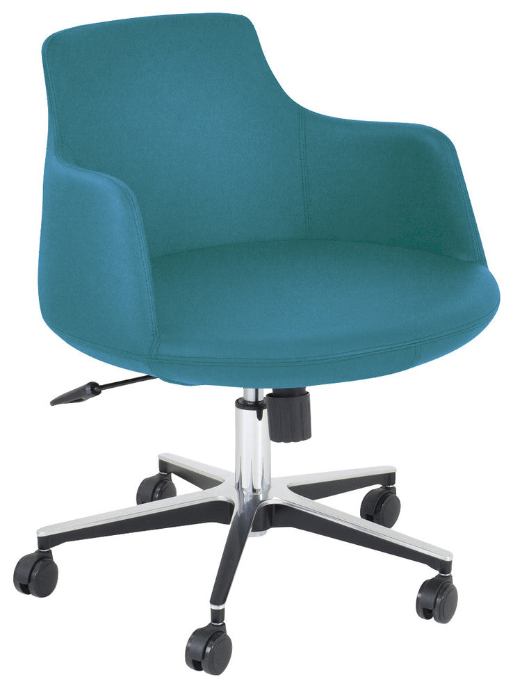 Dervish Office Dining Chair, Aluminum Base, Turquoise Camira Wool