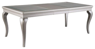 Rectangular Molded Wooden Dining Table with Cabriole Legs, Silver