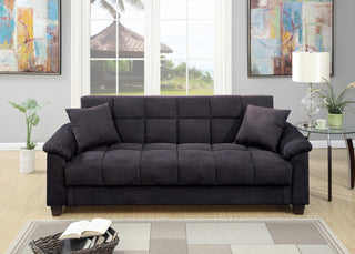 Ebony Microfiber Adjustable Sofa With Storage