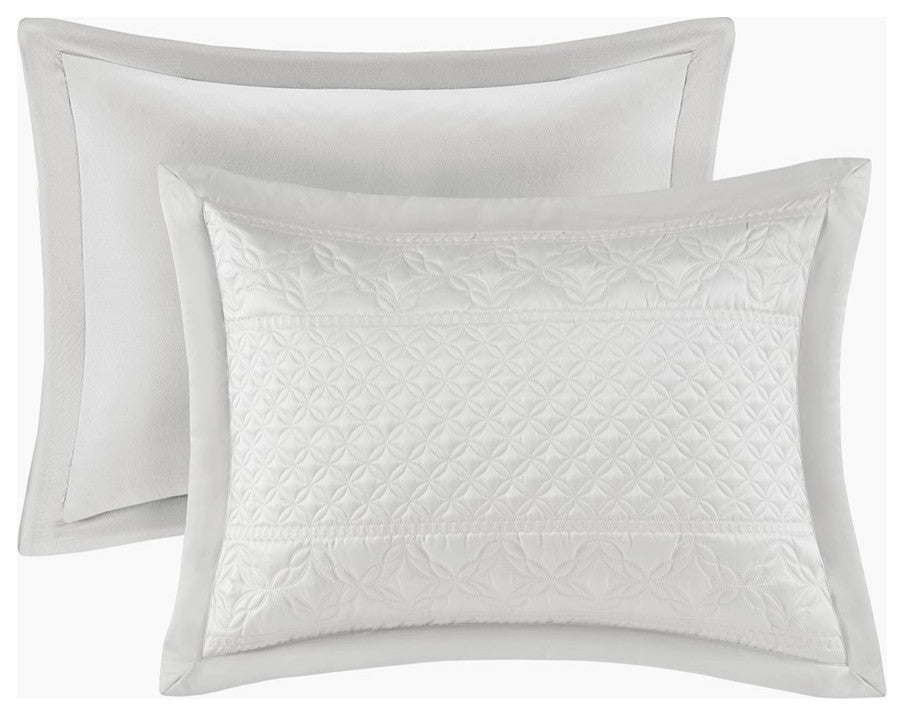 Croscill Versailles Matte Satin 3-Piece Quilt Set, Silver, King