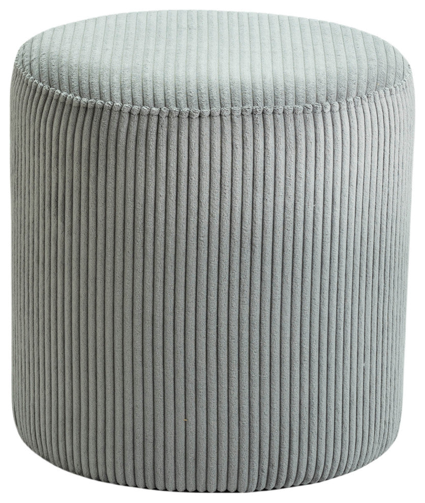 Roy Microsuede Fabric Upholsetered Ottoman/Stool, Grey, Round