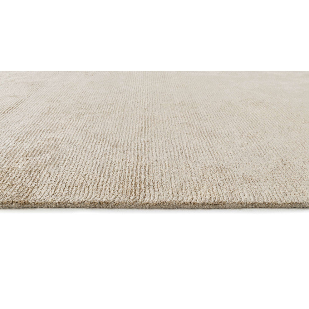 Hue Solid Hand Made Indoor Area Rug, 5'x8', Bisque