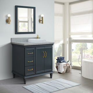 37" Single Vanity, Dark Gray Finish With Gray Granite