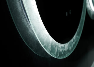 Frysta Round LED Frameless Mirror With Dimmer and Defogger, 30 Inch.