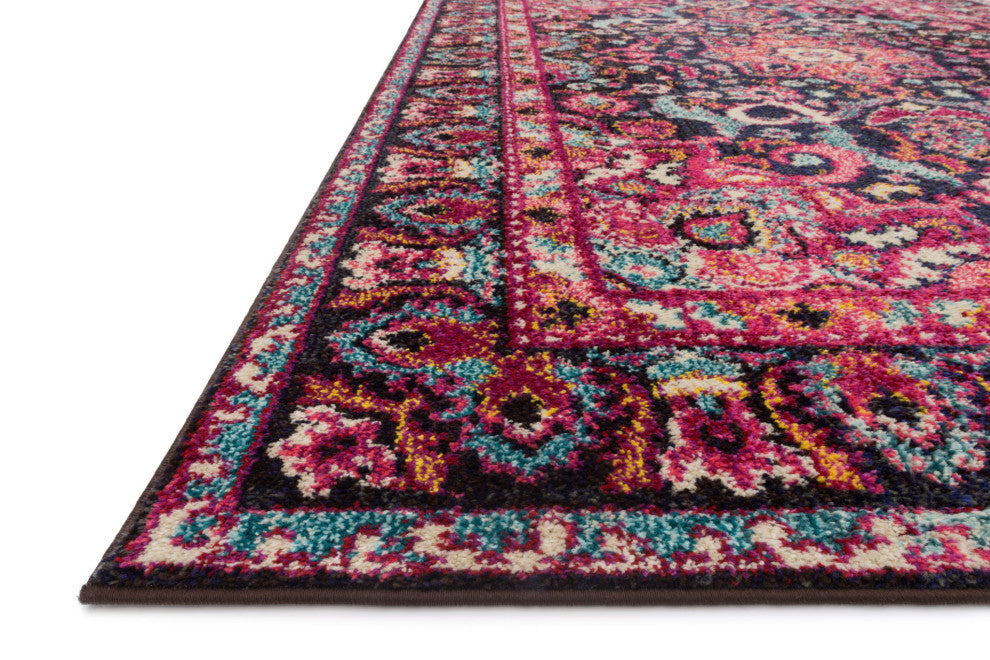 Navy Pink Nadia Area Rug by Loloi II, 6'7"x6'7" Round