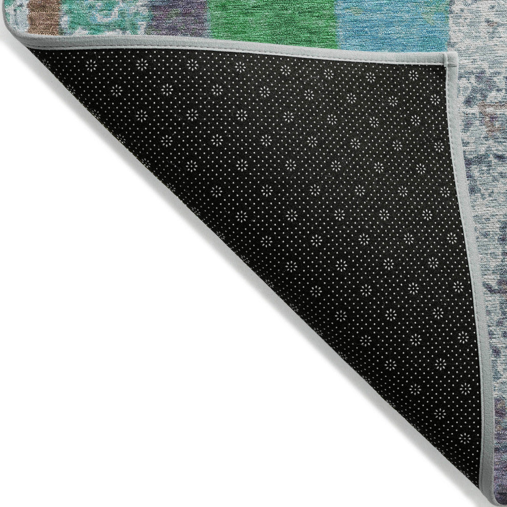 Machine Washable Indoor/Outdoor Chantille ACN1910 Teal 8' x 8' Round Rug