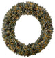 6' Giant Flocked Christmas Artificial Wreath With Pinecones, 600 Clear LEDs