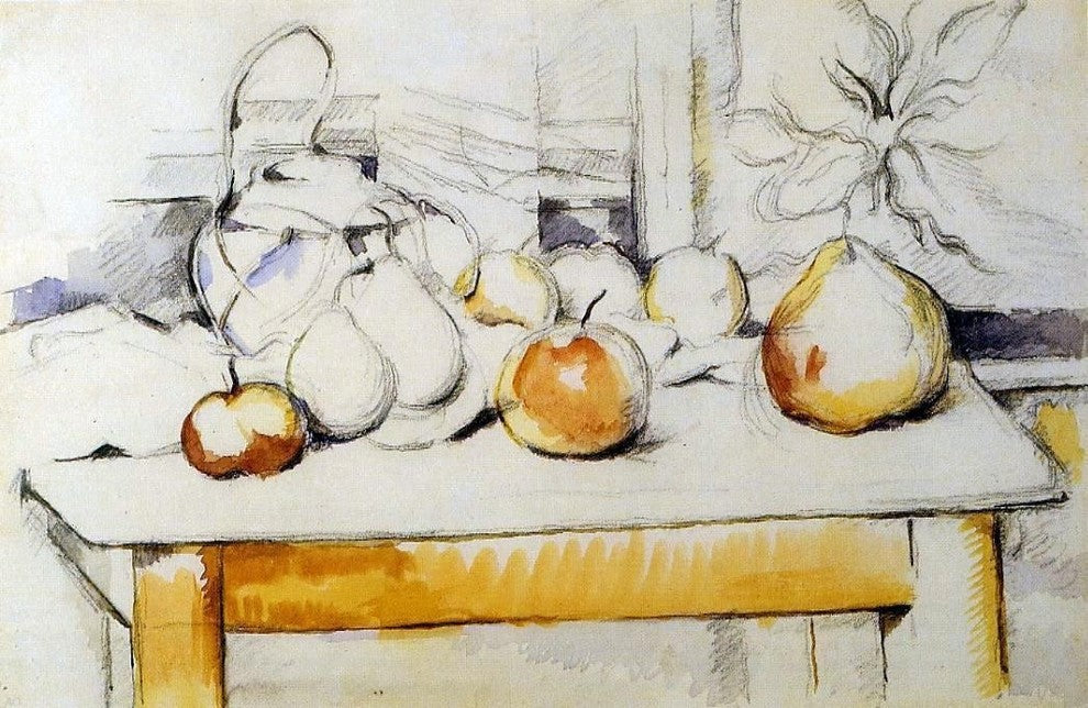 Paul Cezanne Ginger Jar and Fruit on a Table, 18"x27" Gallery Wrapped Canvas